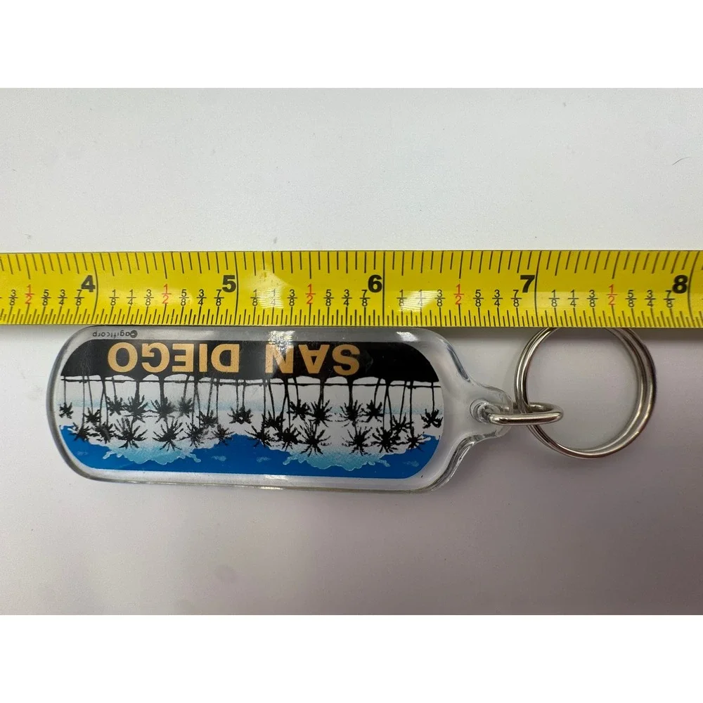 San Diego California‎ Souvenir Keychain Palm Trees Acrylic Giftcorp Clear Blue